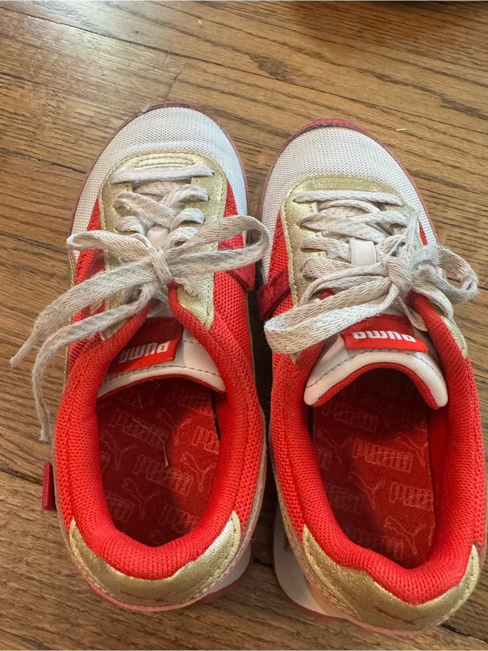 Puma Kids Red & Gold Low-Top Sneakers